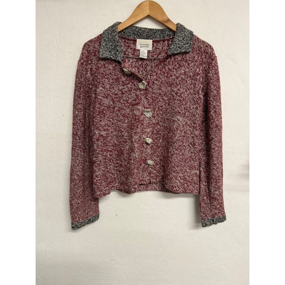 Christopher & Banks Women Button Up ramie Cardigan Sweater Size M heart buttons